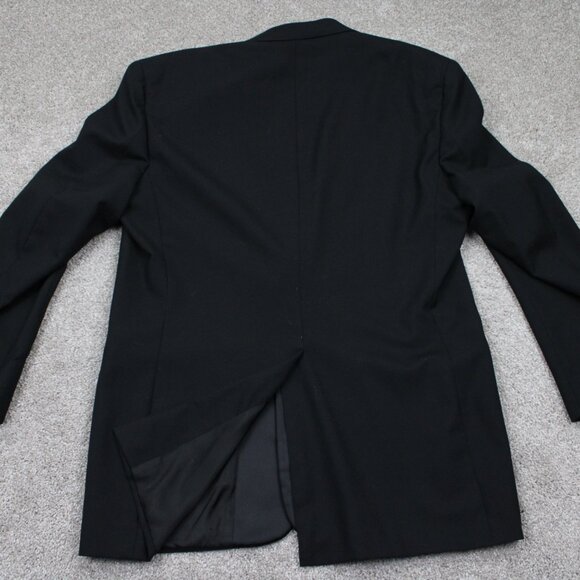 Jos. A. Bank Blazer Mens 42L Black 100% Wool 1 Button Single Vent Sports Jacket - Picture 9 of 12